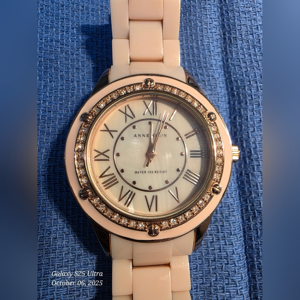 Anne Klein Mother Of Pearl Soft Rose and Rose Gold Roman Numeral Watch
